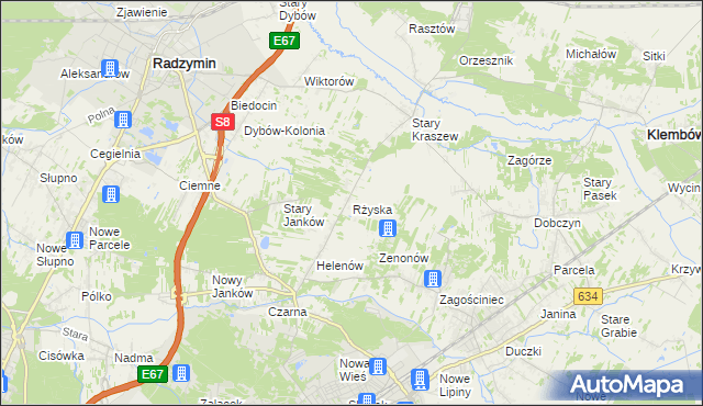 mapa Rżyska, Rżyska na mapie Targeo