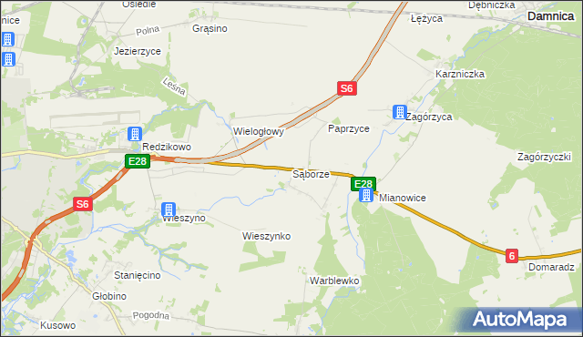 mapa Sąborze, Sąborze na mapie Targeo