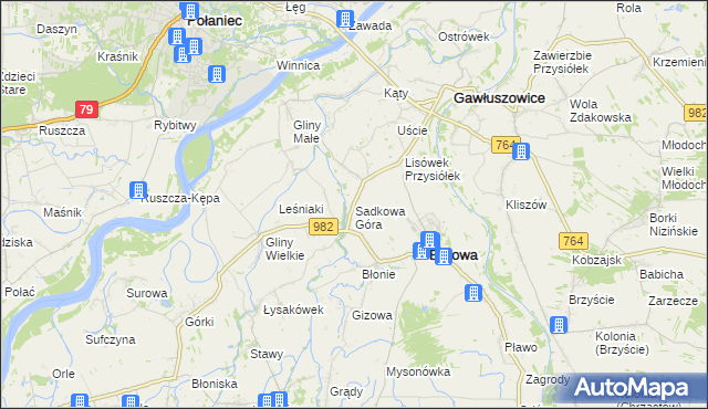 mapa Sadkowa Góra, Sadkowa Góra na mapie Targeo