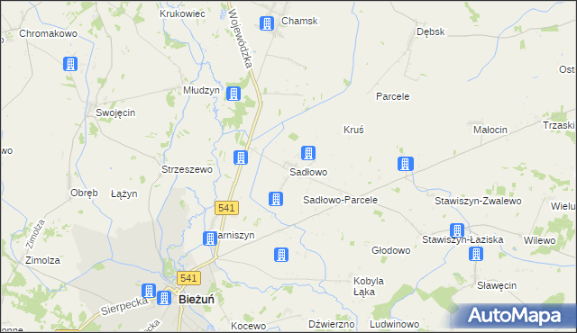 mapa Sadłowo gmina Bieżuń, Sadłowo gmina Bieżuń na mapie Targeo