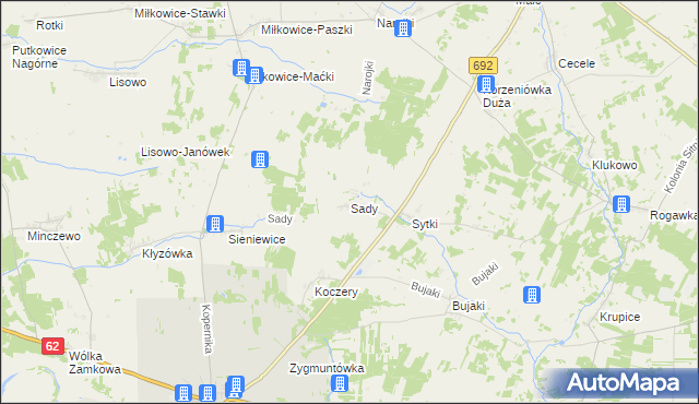 mapa Sady gmina Drohiczyn, Sady gmina Drohiczyn na mapie Targeo