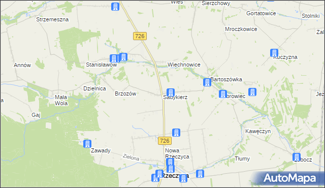 mapa Sadykierz gmina Rzeczyca, Sadykierz gmina Rzeczyca na mapie Targeo