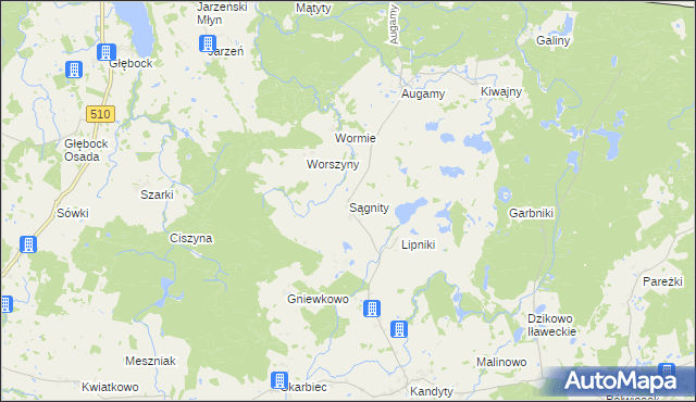 mapa Sągnity, Sągnity na mapie Targeo