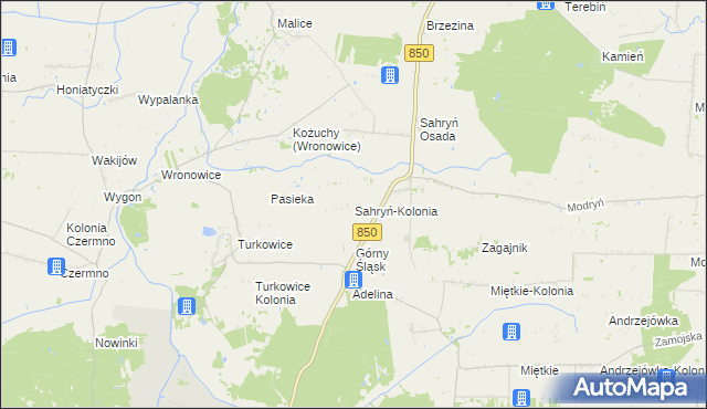 mapa Sahryń-Kolonia, Sahryń-Kolonia na mapie Targeo