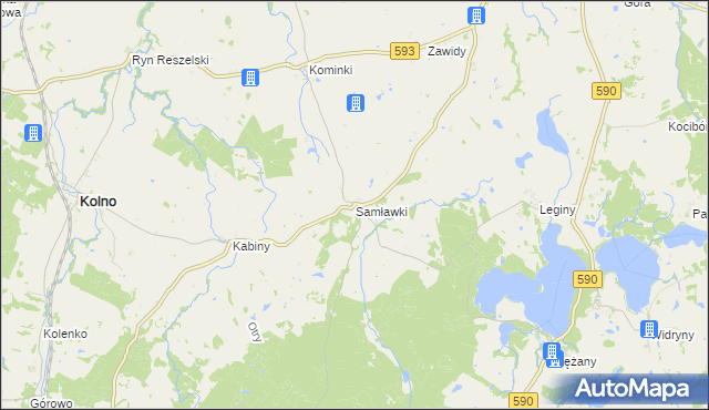 mapa Samławki, Samławki na mapie Targeo
