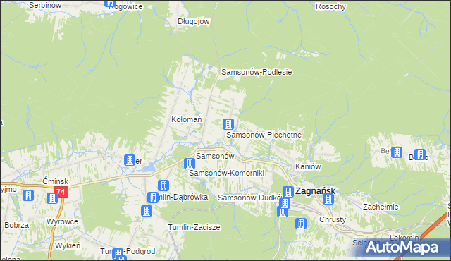mapa Samsonów-Piechotne, Samsonów-Piechotne na mapie Targeo