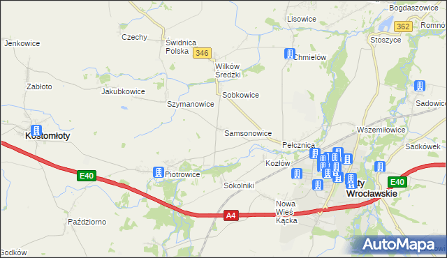 mapa Samsonowice, Samsonowice na mapie Targeo