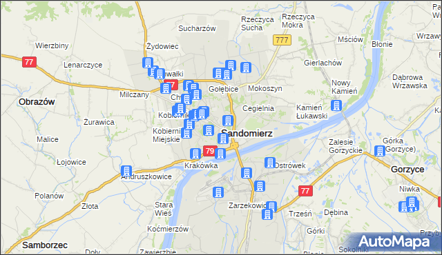 mapa Sandomierza, Sandomierz na mapie Targeo