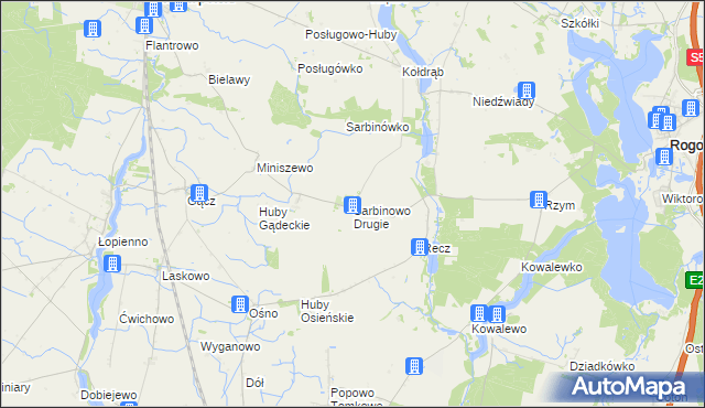 mapa Sarbinowo Drugie, Sarbinowo Drugie na mapie Targeo