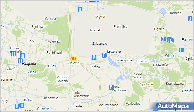 mapa Ścięgna gmina Rząśnia, Ścięgna gmina Rząśnia na mapie Targeo