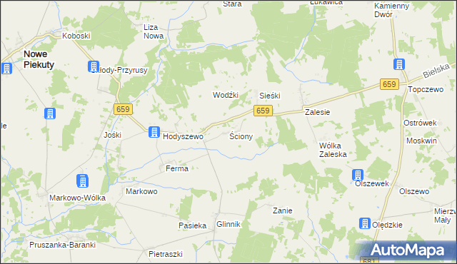 mapa Ściony, Ściony na mapie Targeo