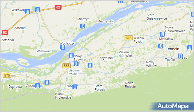 mapa Secyminek, Secyminek na mapie Targeo