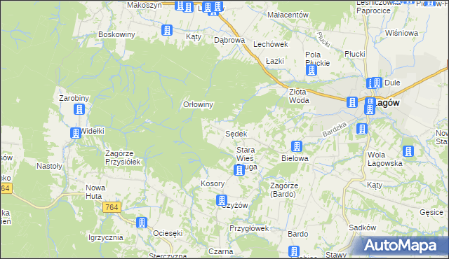 mapa Sędek gmina Łagów, Sędek gmina Łagów na mapie Targeo