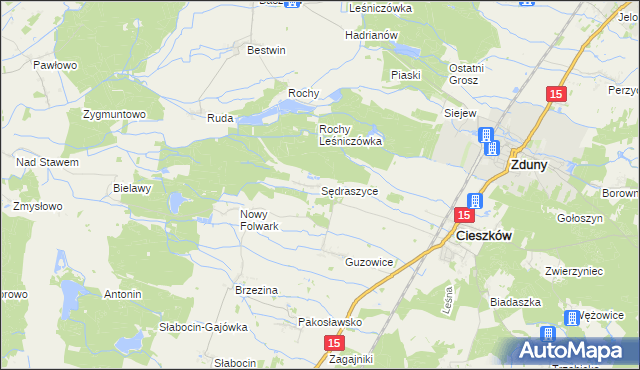 mapa Sędraszyce, Sędraszyce na mapie Targeo