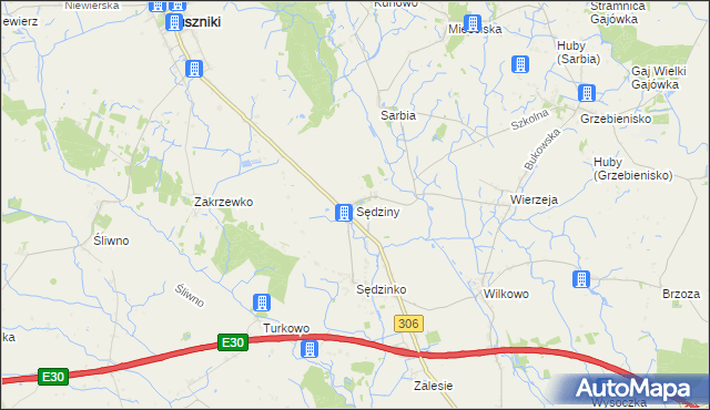 mapa Sędziny, Sędziny na mapie Targeo