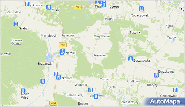 mapa Sekursko, Sekursko na mapie Targeo