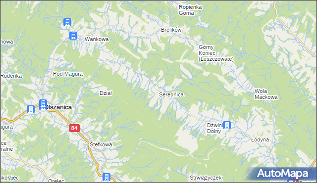 mapa Serednica, Serednica na mapie Targeo
