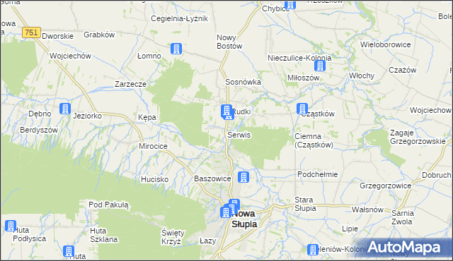 mapa Serwis, Serwis na mapie Targeo