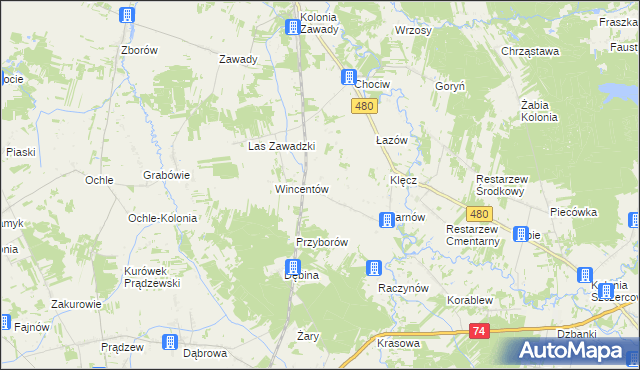 mapa Sewerynów gmina Widawa, Sewerynów gmina Widawa na mapie Targeo