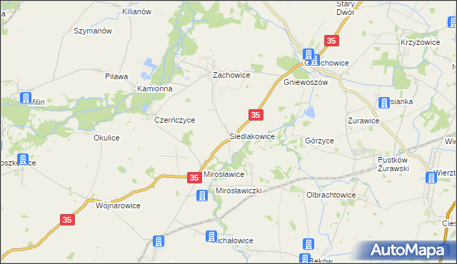 mapa Siedlakowice, Siedlakowice na mapie Targeo