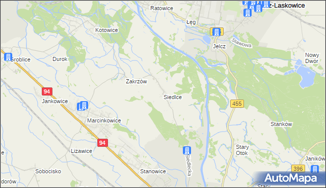 mapa Siedlce gmina Oława, Siedlce gmina Oława na mapie Targeo