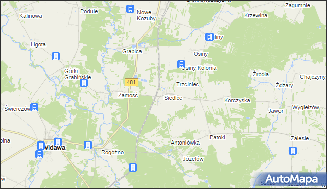 mapa Siedlce gmina Sędziejowice, Siedlce gmina Sędziejowice na mapie Targeo