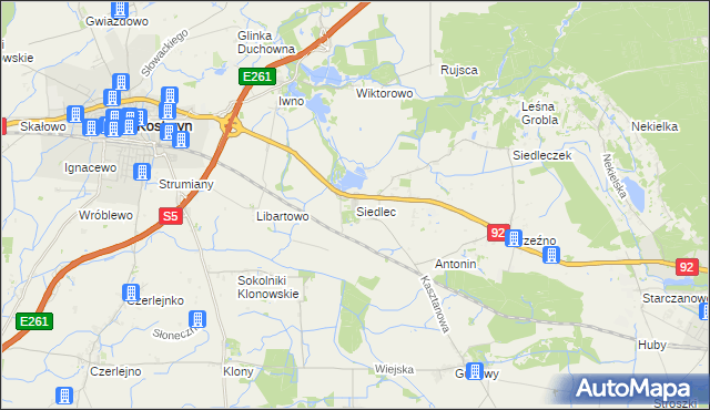 mapa Siedlec gmina Kostrzyn, Siedlec gmina Kostrzyn na mapie Targeo