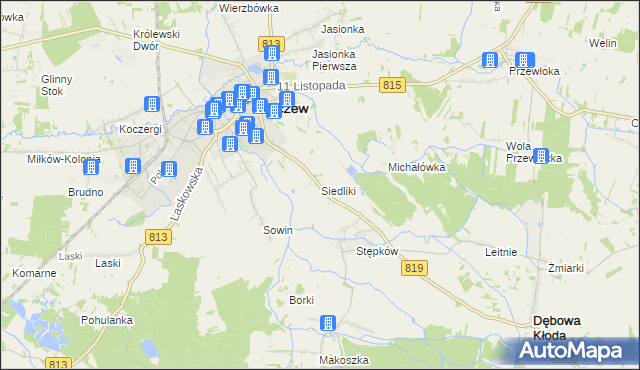 mapa Siedliki, Siedliki na mapie Targeo