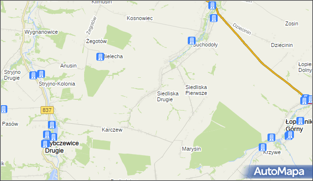 mapa Siedliska Drugie, Siedliska Drugie na mapie Targeo