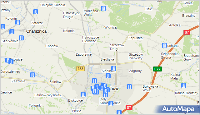 mapa Siedliska gmina Miechów, Siedliska gmina Miechów na mapie Targeo