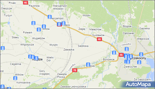 mapa Siedliska gmina Szczekociny, Siedliska gmina Szczekociny na mapie Targeo