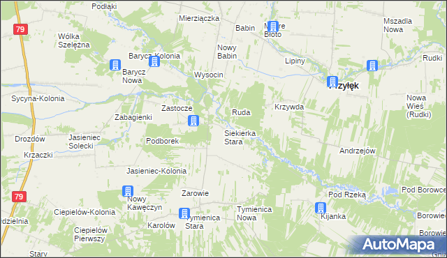 mapa Siekierka Stara, Siekierka Stara na mapie Targeo