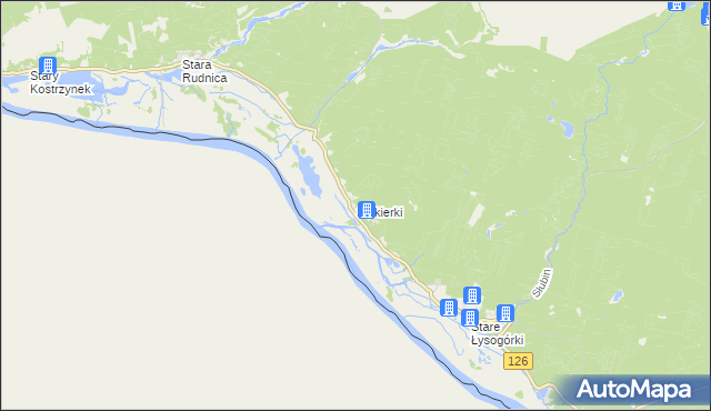 mapa Siekierki gmina Cedynia, Siekierki gmina Cedynia na mapie Targeo
