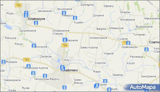mapa Sielec-Kolonia, Sielec-Kolonia na mapie Targeo