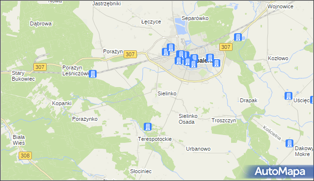 mapa Sielinko, Sielinko na mapie Targeo