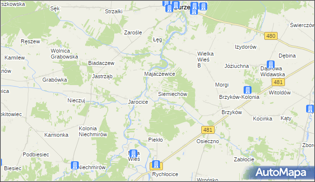 mapa Siemiechów gmina Widawa, Siemiechów gmina Widawa na mapie Targeo