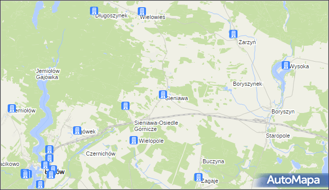 mapa Sieniawa gmina Łagów, Sieniawa gmina Łagów na mapie Targeo
