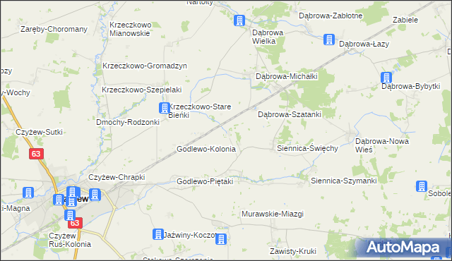 mapa Siennica-Pietrasze, Siennica-Pietrasze na mapie Targeo
