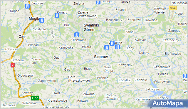 mapa Siepraw, Siepraw na mapie Targeo