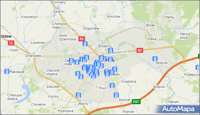 mapa Sieradz, Sieradz na mapie Targeo