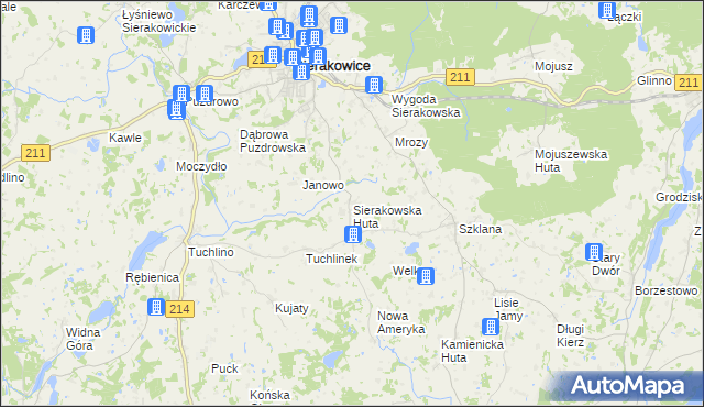 mapa Sierakowska Huta, Sierakowska Huta na mapie Targeo