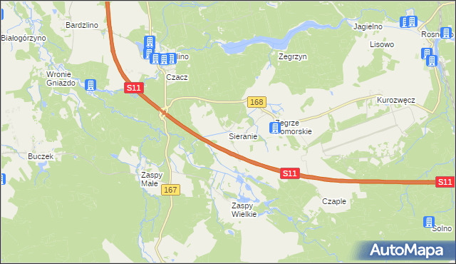 mapa Sieranie, Sieranie na mapie Targeo