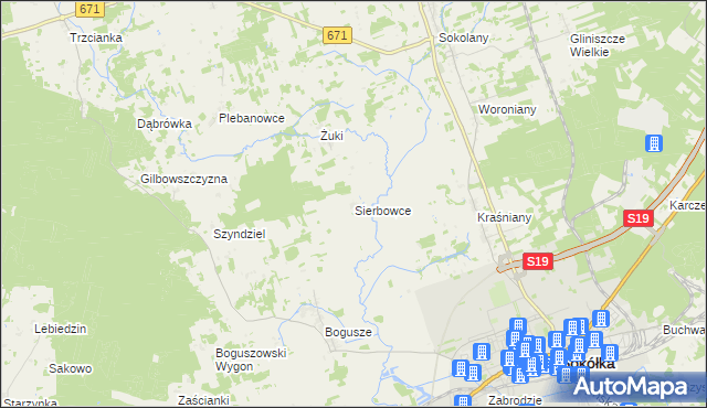 mapa Sierbowce, Sierbowce na mapie Targeo