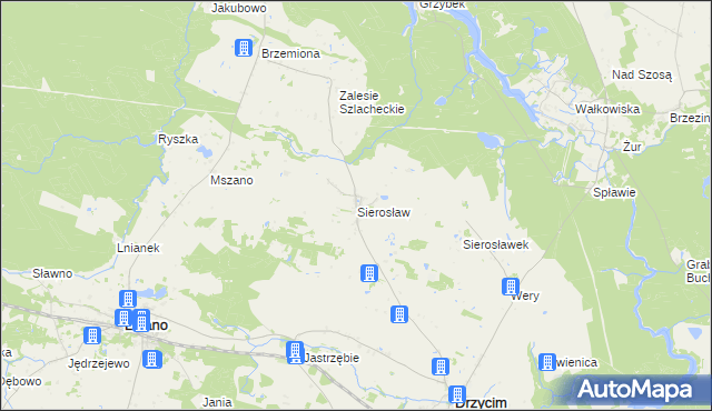 mapa Sierosław gmina Drzycim, Sierosław gmina Drzycim na mapie Targeo