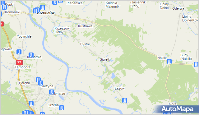 mapa Sigiełki, Sigiełki na mapie Targeo