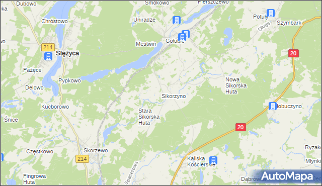 mapa Sikorzyno, Sikorzyno na mapie Targeo