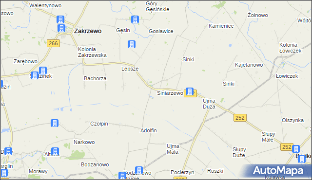 mapa Siniarzewo, Siniarzewo na mapie Targeo