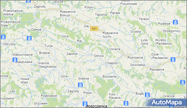 mapa Sitnica gmina Biecz, Sitnica gmina Biecz na mapie Targeo