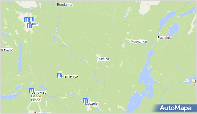 mapa Sitnica gmina Dobiegniew, Sitnica gmina Dobiegniew na mapie Targeo