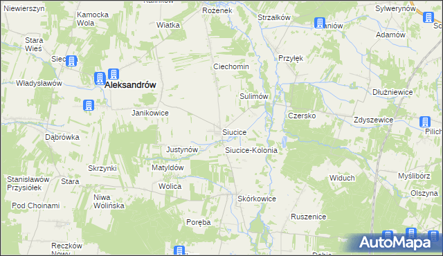 mapa Siucice, Siucice na mapie Targeo